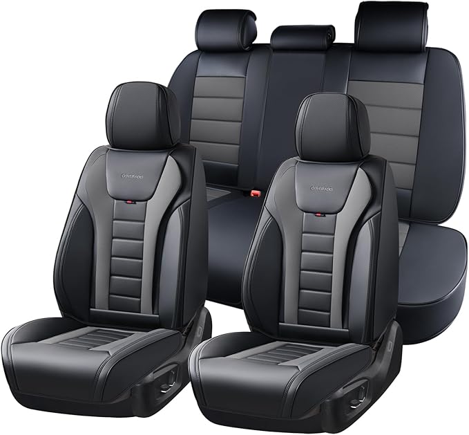 Coverado Car Seat Covers Full Set, Seat Covers for Cars, Front Seat Covers and Back Seat Cover Waterproof Leather Automotive 