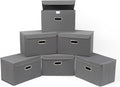 STOREONE Fabric Storage Cube Bins Foldable Organizer Container Collapsible Basket with Lids and Metal Handles, for Home, Bedr