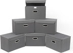 STOREONE Fabric Storage Cube Bins Foldable Organizer Container Collapsible Basket with Lids and Metal Handles, for Home, Bedr