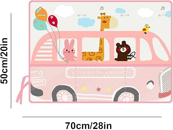 Car Sun Shade for Baby Kids Children 2 Pack Car Side Window Curtain Protector Protects from Sun Glare Heat Blocks UV Rays Glare Car Interior Sun Blocker Blind (PinkBus)