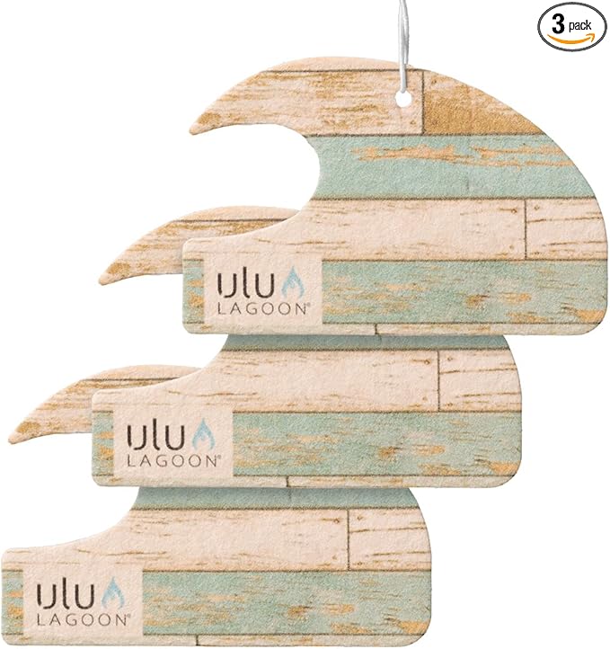 ulu Lagoon Hanging Car Air Freshener | Tropical Beach Coconut Surf Wax Scent Mini Wave | Long Lasting Car Freshener, Closet a