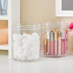 STORi Bella Tall Scrunchie Holder | Stackable Clear Plastic Container (Set of 2) Round Vanity Storage Organizers with Lids fo