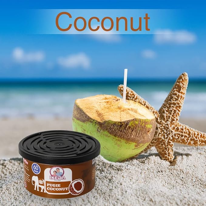 Car Air Freshener: Pugie Coconut Scent | Car Scents | Odor Eliminator Essential | Long-Lasting | Strong Fragrance | For Home 