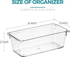 6 Pack Drawer Organizer - 3" X 6" Clear Acrylic Storage Bins with Non-Slip Pads, Versatile Desk Tray for Makeup, Jewelry, Kit