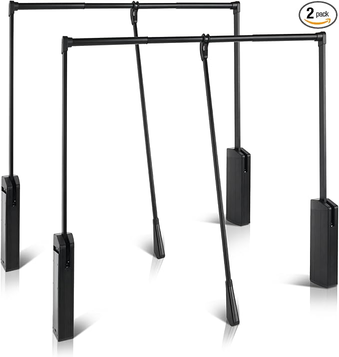 Put Down Closet Rod 2 Pack, Adjustable 26-35 Inch Wardrobe Lift Rail Organizer Two-way Buffering Heavy Duty Wardrobe Hanger f