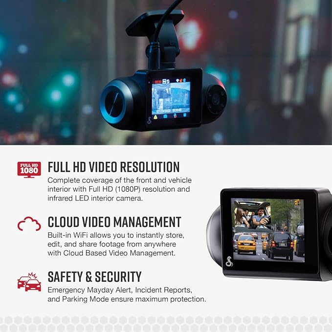 Cobra Smart Dash Cam with Interior Cam (SC 201) - Full HD 1080P Resolution, Built-in WiFi & GPS, Live Police Alerts, Incident