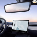 2PCS Protector Trim Frame Compatible with Tesla Model 3 Y 2020-2024 2025 2026 Screen Edge Frame Rearview Mirror Cover Interior Decorations Center Console Decor Highland Juniper Accessories Set (Black)