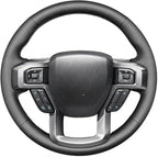 MEWANT DIY Hand Sew Black Genuine Leather Steering Wheel Cover for Ford F-150 F-250 F-350 F-450 F-550 F-600 F-650 F-750