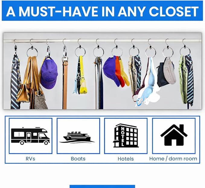 Rolly Hanger® Closet Space Saver – Premium Rotating Aluminum Organizer for Belts, Ties, Hats & Handbags – Heavy Duty 360° Swi