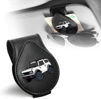 Sunglasses Holder for Car, Leather Glasses Frame, Eyeglass Hanger Card Clip for Car Sun Visor,Sunglasses Holder Compatible with Bronco (White)