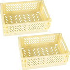 Tixill 2-Pack Mini Foldable Plastic Baskets for Organizing and Storage, Collapsible Storage Crate for Home Kitchen Bedroom Ba