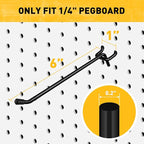 ELEAD 60-Piece 6 Inch Extra Thick Pegboard Hooks, Heavy Duty Peg Board Organizer Accessories, Peg Board Tool Hangers Fit for 
