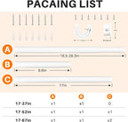 Closet Rod, Closet Rods for Hanging Clothes, 17 to 52 inch Adjustable Closet Hanging Rod, Heavy Duty Clothes Rod Clothing Bar