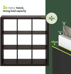 Furinno Cubicle Book Shelf, 9-Cube Bookshelf, Triple Thick Frame Cube Storage Organizer, 1.65" Thick Bookcase, 15.4" x 43.8" 