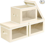Homsorout Storage Bins with Lids - Small Fabric Organizers with Window, Collapsible Storage Bins for Clothes, Decorative Clos