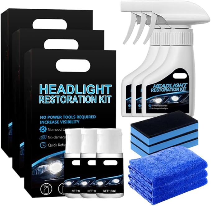 Automotive Headlight Restoration Kit,2026 New Coating Headlight Cleaner for Cars Trucks Motorcycles & RVs - Restore Yellowing
