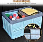 Car Trunk Organizer, Foldable Plastic Cargo Storage Box with Lid, Large Car Tool Container with Handles, Universal Automotive