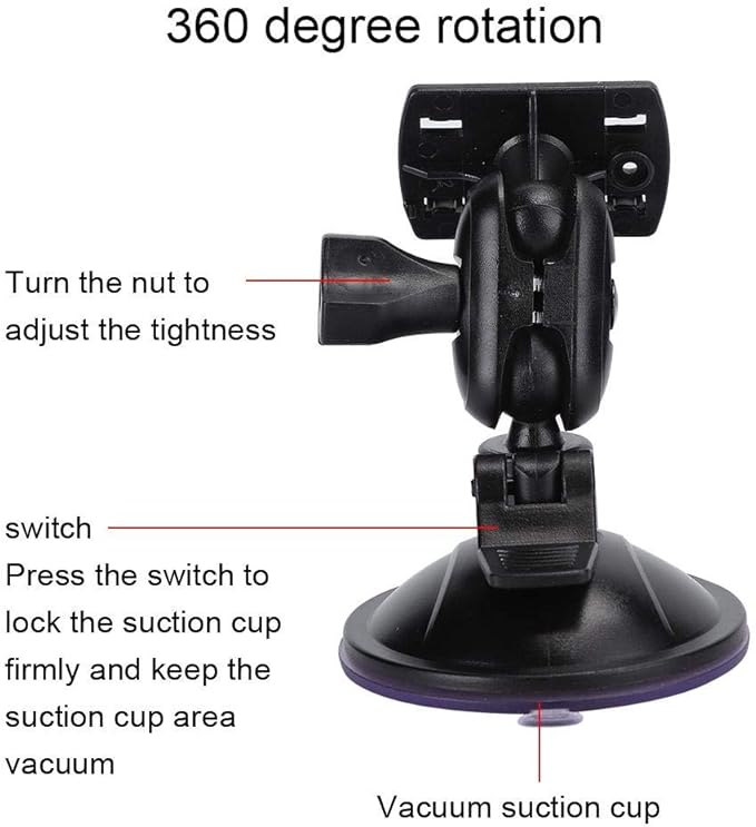 Yoidesu 360 Degree Adjustable Vacuum Suction Cup Dash Cam Mount Holder, Universal Dash Camera Rear View Mirror Mount Holder Kit for Most Dash Camera and Car Camera(Four Claw Head)