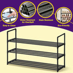 Shoe Rack - Metal Shoe Rack Organizer - Stackable Shoe Storage Shelf for Entryway, Closet, Bathroom 30cm(D) x 92cm(W) x 55cm(