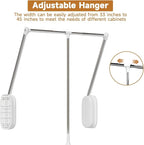 Pull Down Closet Rod White, Adjustable 33-45 inches Side Mounted Closet Rod, Two-way Buffering 60 lbs Heavy Duty Wardrobe Lif