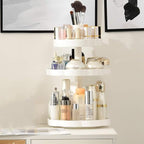 360 Rotating Makeup Organizer with 3 Layers, Adjustable Cosmetic Storage Rack, Large Capacity Makeup Display Case for Skincar