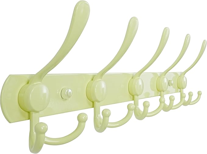 Dseap Coat Rack Wall Mounted - 5 Tri Hooks, Heavy Duty, Stainless Steel, Metal Coat Hook Rail for Coat Hat Towel Purse Robes 