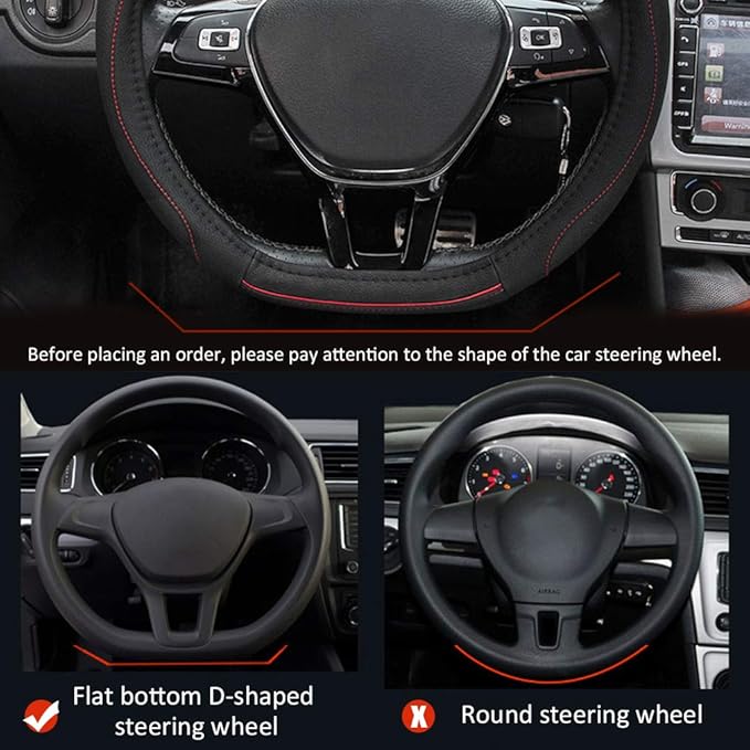Car Steering Wheel Cover with Durable PU Leather, Universal 16 inch Fit for Car Truck SUV, Breathable Anti Slip Auto Steering Wheel Covers for Men and Women