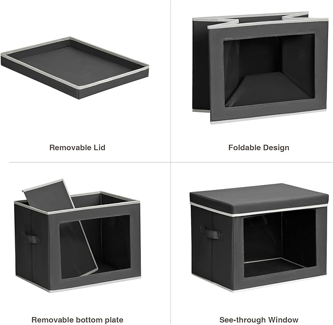 Homsorout Stackable Storage Bins with Lids - Large Decorative Basket with Lids, Fabric Foldable Closet Organizer Bins, Shelf 