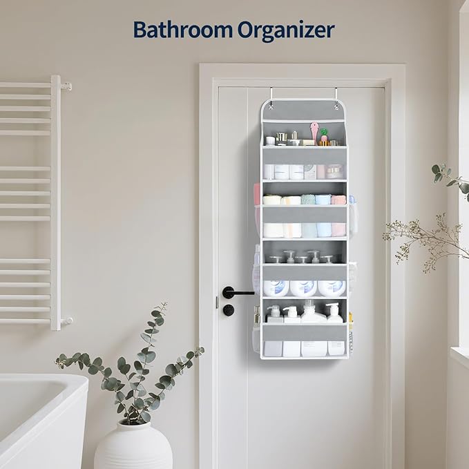 Yecaye Over The Door Organizer, Heavy Duty Hanging Organizers and Storage with 4 Large Capacity Pockets, Swing-Proof Behind T