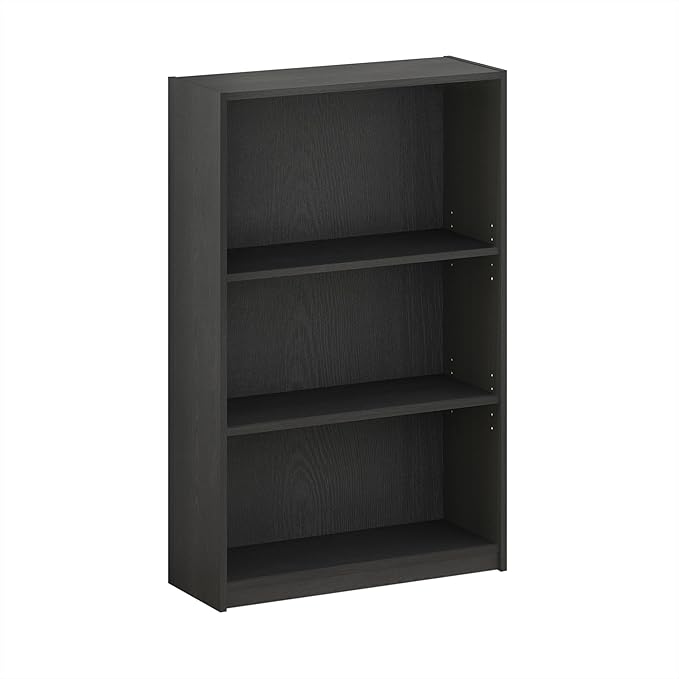Furinno Jaya Book Shelf, 3-Tier Bookshelf, Bookcase with Adjustable Shelves, 9.5 x 24.5 x 40.3, for Living Room, Bedroom, Hom