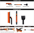 Eazy2hD 3 in 1 Silicone Snow Brush with Ice Scrapers, 39.37" Extendable Window Ice Removal with Squeegee for Windshield, 360° Pivoting Brush Head Cleaner Tool for Car, Truck, SUV