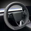LKWLIKEI Leather Steering Wheel Cover. Elegant Diamond Checkered Design, Non-Slip and Breathable, for Tesla Model 3/Y Steerin