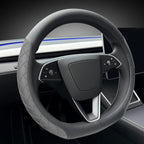LKWLIKEI Leather Steering Wheel Cover. Elegant Diamond Checkered Design, Non-Slip and Breathable, for Tesla Model 3/Y Steerin