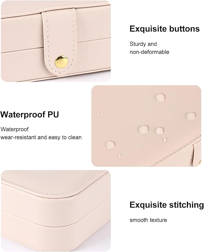 Luxury Small Travel Jewelry Box with Earring Compartments, Rectangle Jewellery Organizer Case for Women,Valentine's Day Gift 