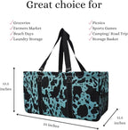 NGIL Extra Large Utility Tote Reusable Grocery Bag Oversized Collapsible for Groceries, Storage, Picnic, Beach (Cow Turquoise- Turquoise)