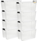 Sterilite 8 Pack Ultra Latching Box, Storage Bins with Lids, Clear Plastic, 70 Quart - Heavy-Duty Organizing Containers for C