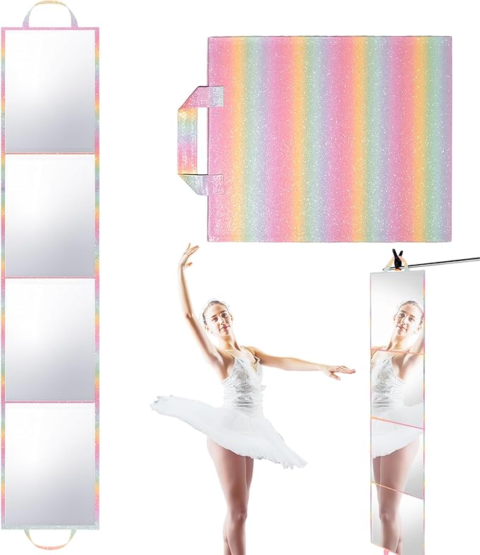 Foldable Full Length Mirror 2-in-1 Wall-Mounted or Tabletop Mirror, Portable Travel Mirror with Handle for Dance Home Bedroom