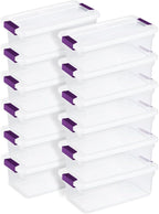 Sterilite 12-Pack 6 Quart ClearView Latch Box, Stackable Organizer Bins with Latching Lids - Clear Plastic Organization Conta