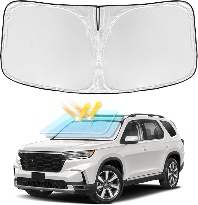 Sun Shade Sunshade for Honda Pilot 2016-2025 2026 Windshield Cover, 4-Layers Sun Shield 250T Silver Sun Visor Foldable Window Shade for Pilot EX-L Special Edition Elite Black Edition Touring