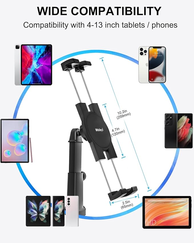 woleyi CD Slot Tablet Holder for Car - [Height Adjustable] Car Tablet Mount CD Player, Ultra Sturdy CD Tray Tablets Stand for iPad Pro, Air, Mini, iPhone, Galaxy Tabs, Z Fold, Fire HD, 4.7-13" Devices