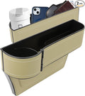 Car Seat Gap Filler Organizer, Multifunctional Car Seat Organizer with Adjustable Cup Holder, Leather Car Seat Gap Storage Box for Holding Phones, Coins, Cards, Keys, Pens (Beige)