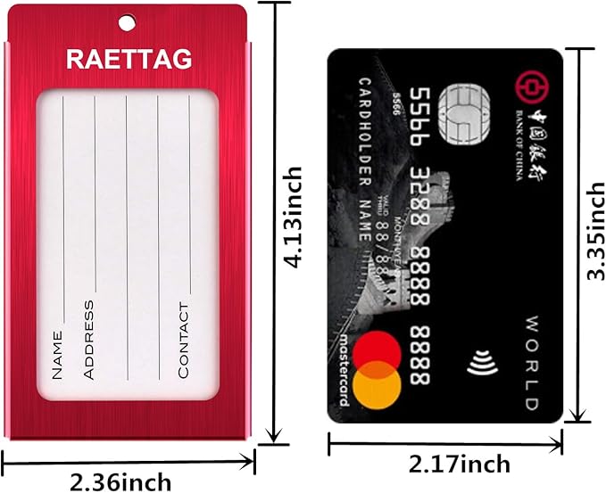 Luggage Tags Metal Suitcase Tags Travel Bag ID Identifier Luggage Tag (Red 6-Pack)