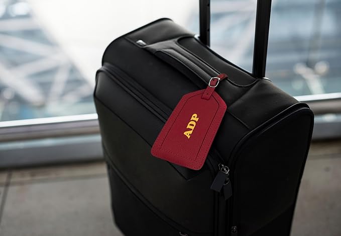 Personalized Monogrammed Leather Luggage Tags - 2 Pack