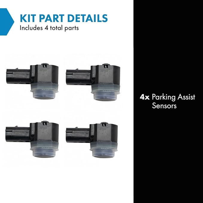TRQ 4 Piece Bumper Parking Assist Object Sensor Kit Set Compatible with Ford Lincoln Mercury
