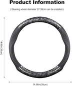 Ergocar Car Steering Wheel Sleeve, Round Forged Carbon Fiber and Leather Material Steering Wheel Sleeve, 37-38cm/14.5-15inch, Non-Slip, Soft, Breathable, Sports Style