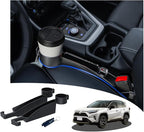 Seat gap filler Compatible with Toyota RAV4.Deeper Than Standard Retail Models(7.5cm)|Added Cup Holder (2 Fixed Points) + Hooks + Charging Cable Port |2pcs Black| Free Window Break Hammer 1pcs|