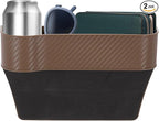 HARFINGTON Car Seat Gap Filler Organizer 10.2 x 6.5 x 2.8 Inch PP Universal Car Organizer Storage Box Between Seat and Console (Left) with Cup Holders for Phone Sunglasses Keys, Brown