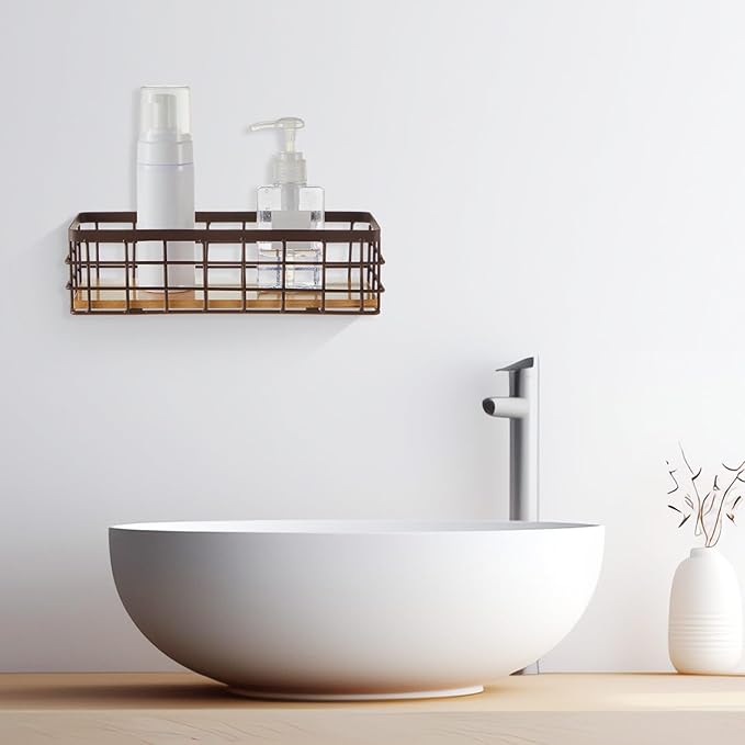 Funrous 2 Pcs Metal Small Wire Basket Wall Hanging Wire Basket Hang Small Bathroom Kitchen Storage Organizer Toilet Paper Mes