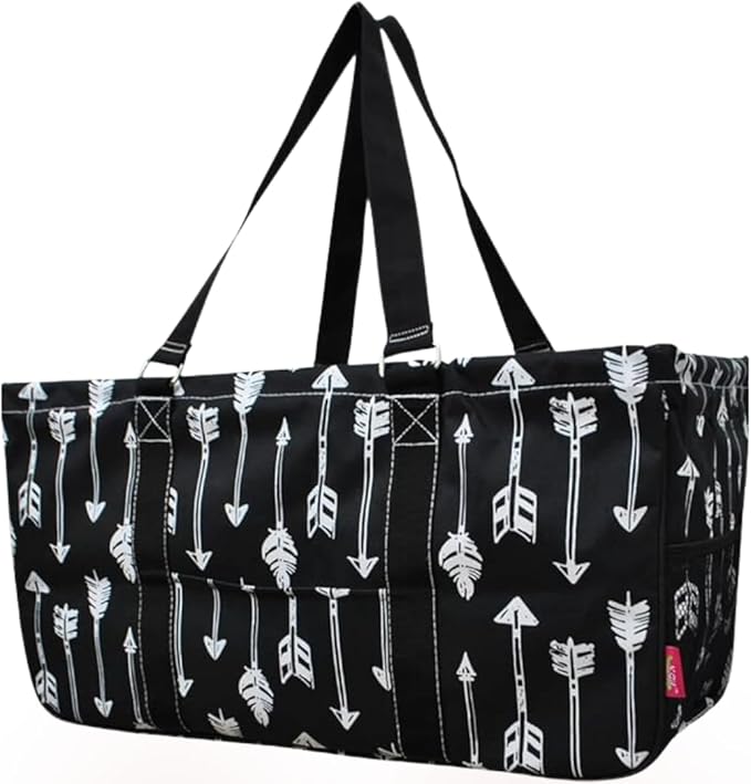 NGIL Extra Large Utility Tote Reusable Grocery Bag Oversized Collapsible for Groceries, Storage, Picnic, Beach (Arrow-black)