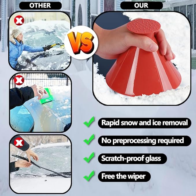 4 Pcs Ice Scrapers for Car Windshield, Magical Ice Snow Scrapers,Multifunctional Funnel Ice Scrapers for Car Windshield